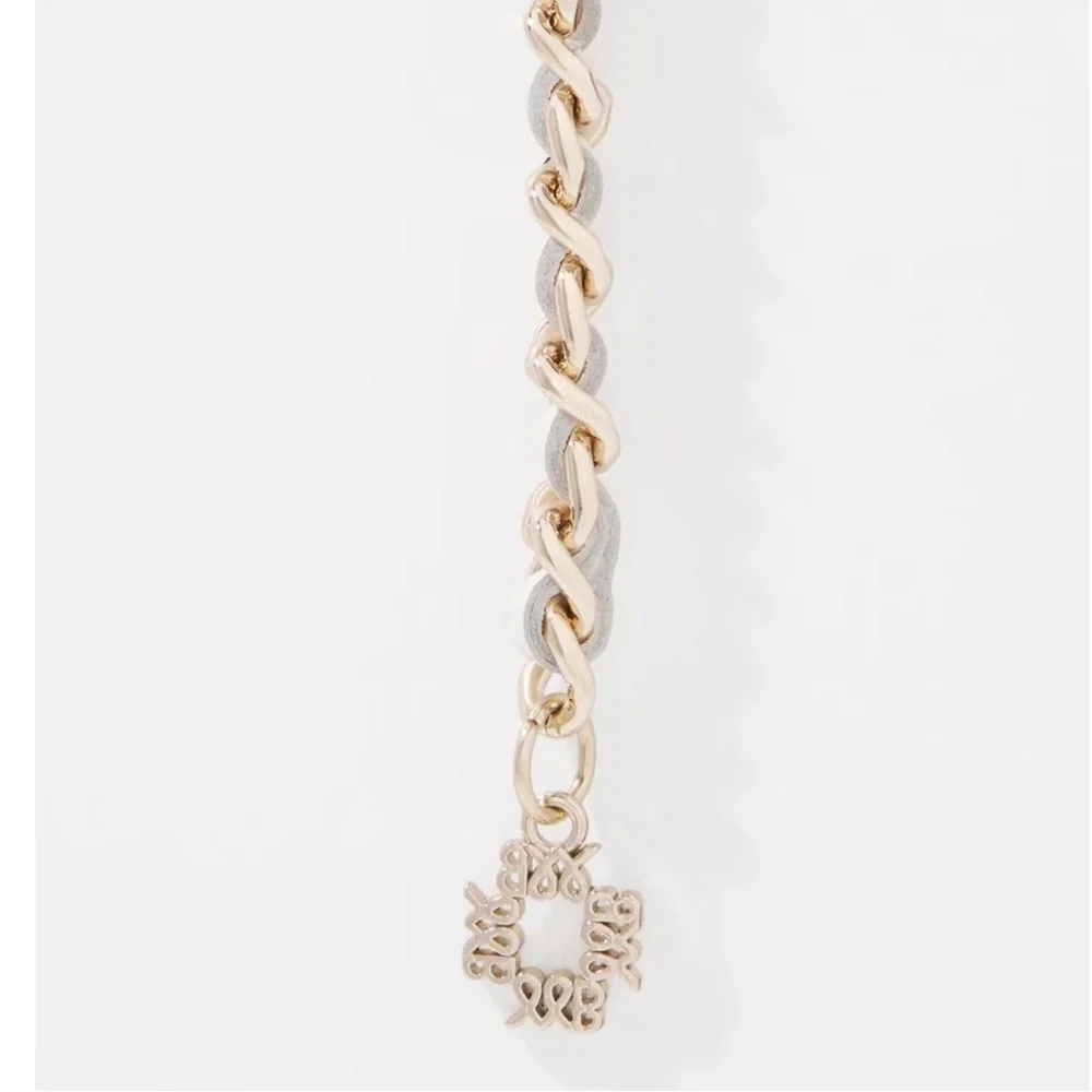 WHBM ECRU CHAIN WOVEN LEATHER BELT
